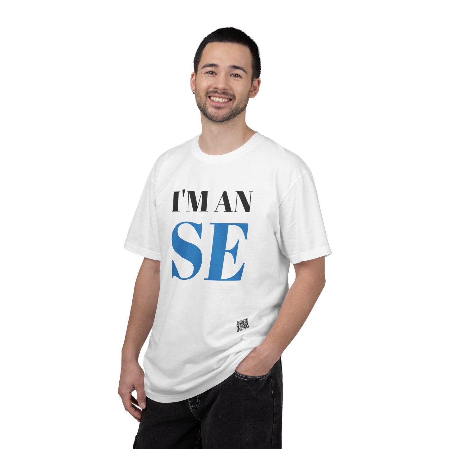 I'M AN SE T-Shirt | Typography Statement Tee, Bold White Text on Black