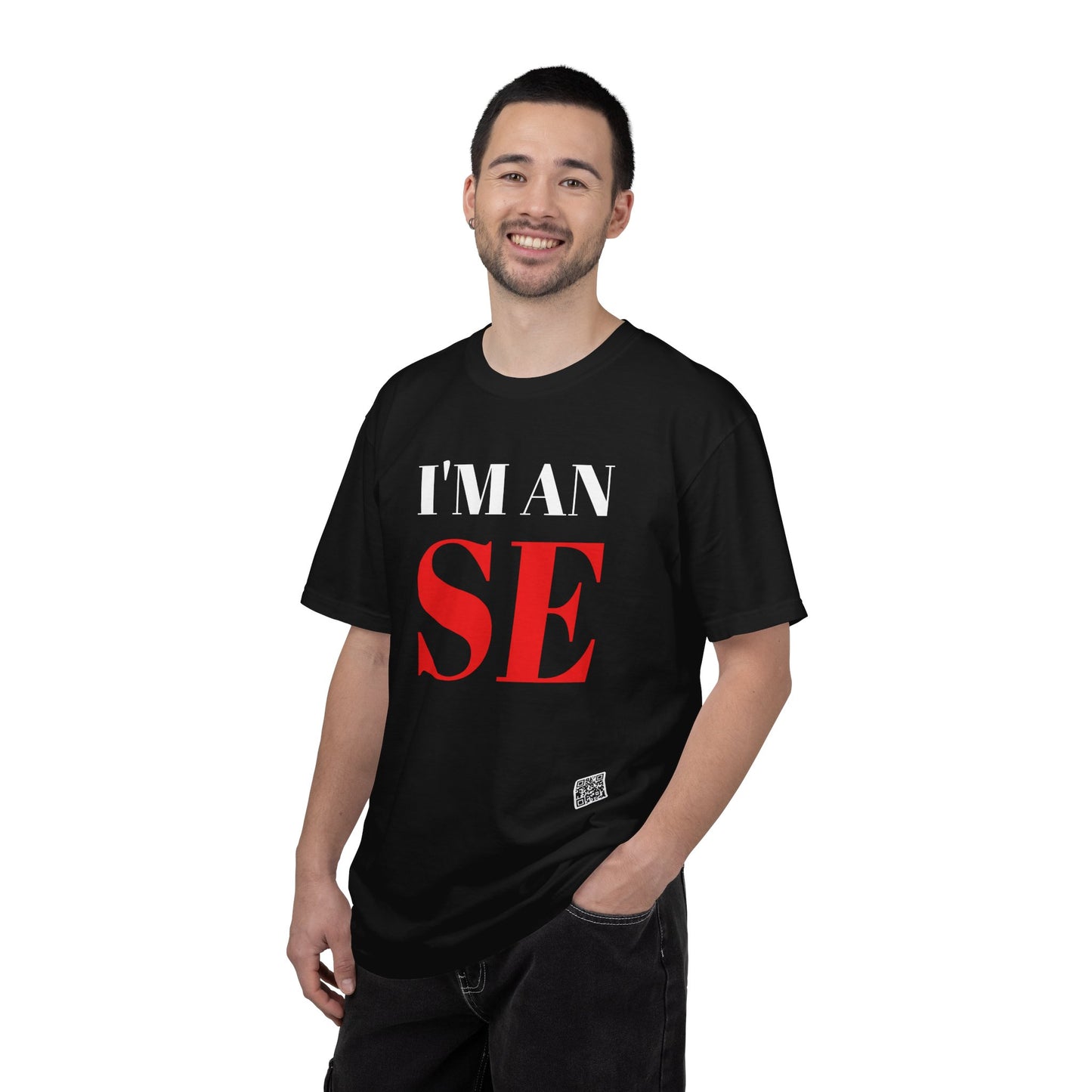 I'M AN SE T-Shirt | Typography Statement Tee, Bold White Text on Black