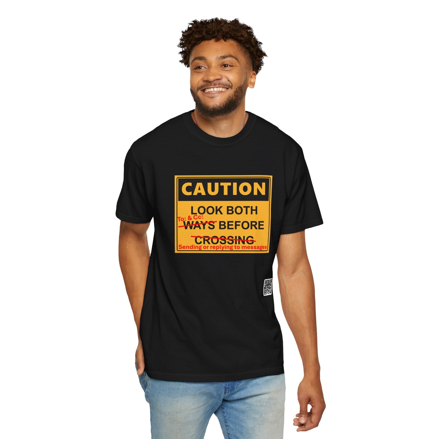 T-Shirt — “Caution: Look Both Ways Before Crossing” Street Safety Graphic Tee